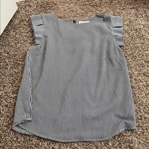 Monteau Blue and White Striped Blouse